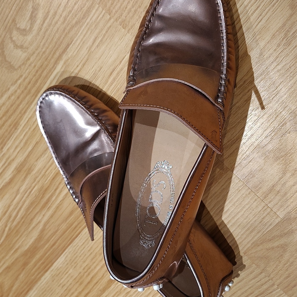 🇮🇹TOD'S Rose Gold Leather Loafers / Shoes - Picture 2 of 5